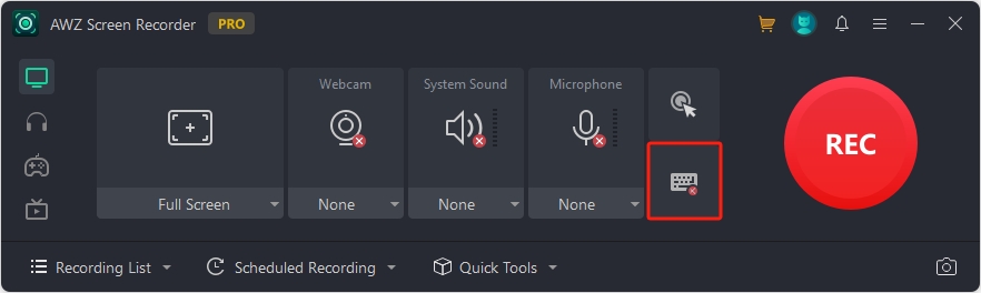 Record keyboard keypress