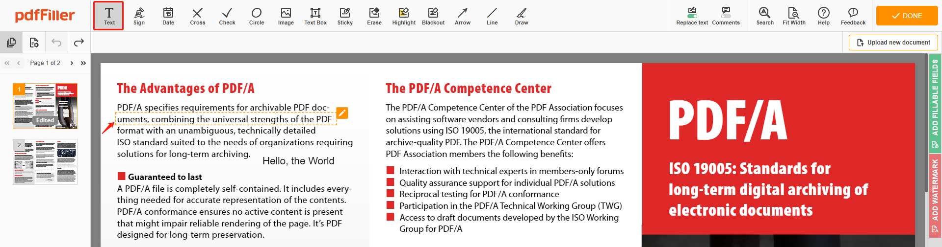 how to add text in pdf file