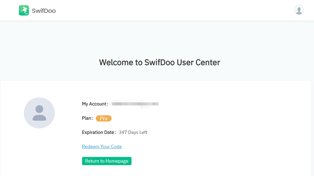 swifdoo-pdf-user-center-order-information