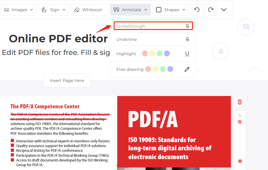 how to strikethrough in pdf pro
