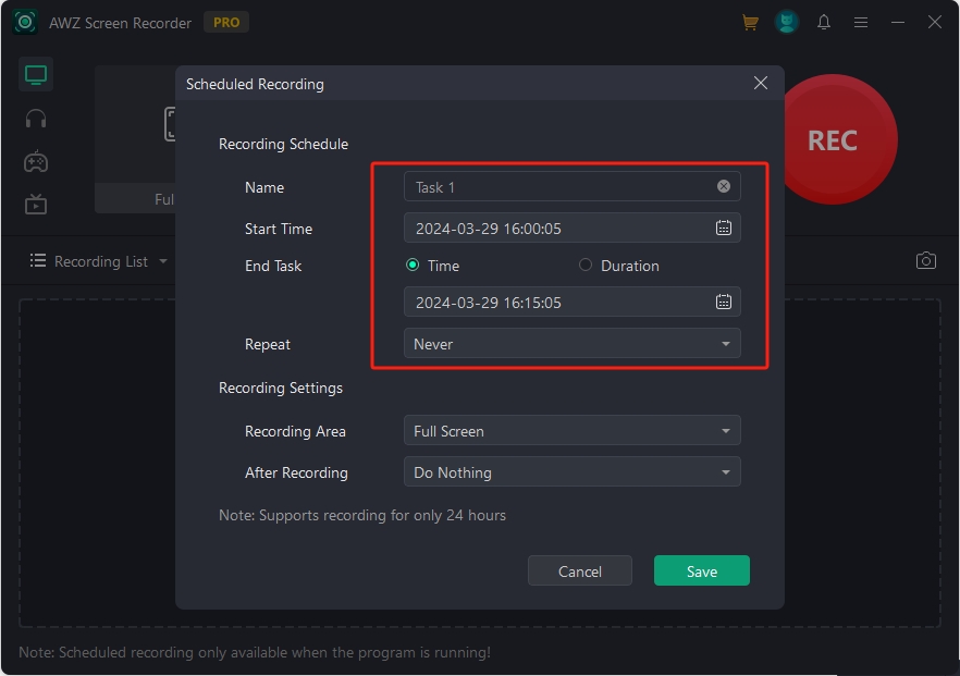 Set a scheduled recording