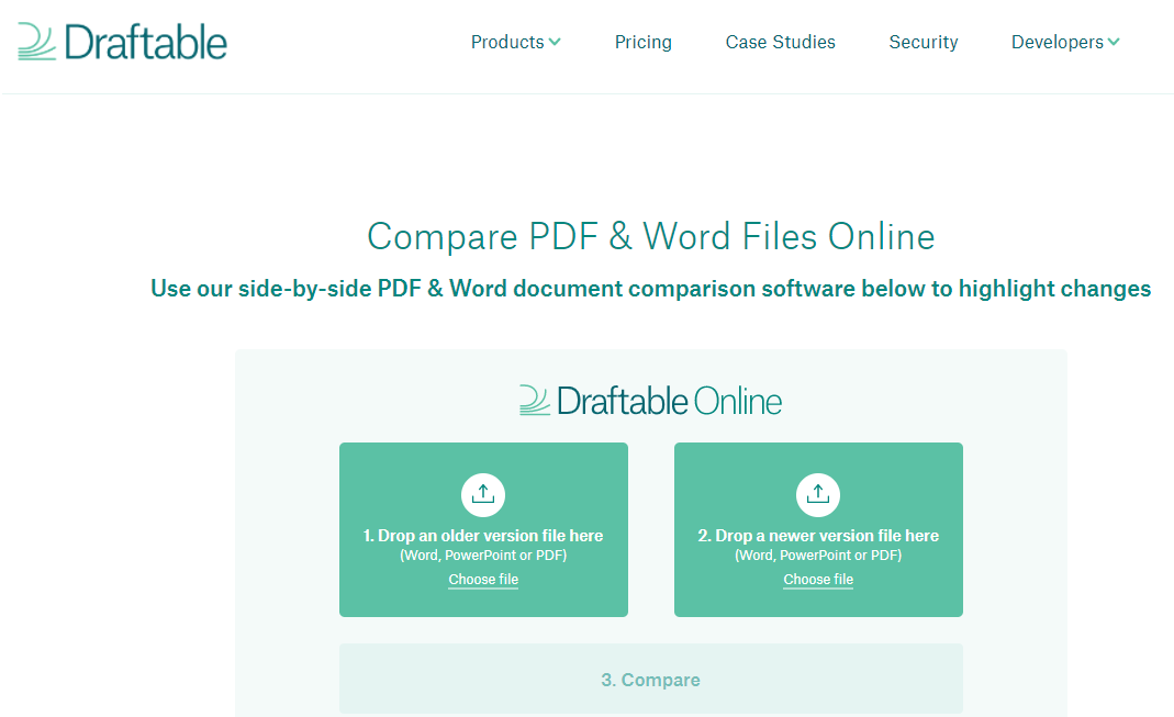 Suchen Sie Draftable compare pdf in Chrome 