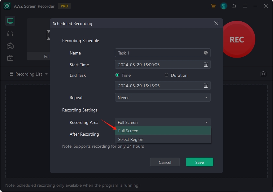 Set a scheduled recording