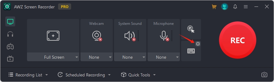 Record on-screen keyboard