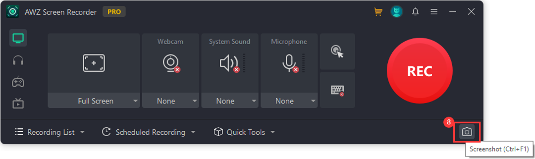 AWZ Screen Recorder navigation - Screenshot