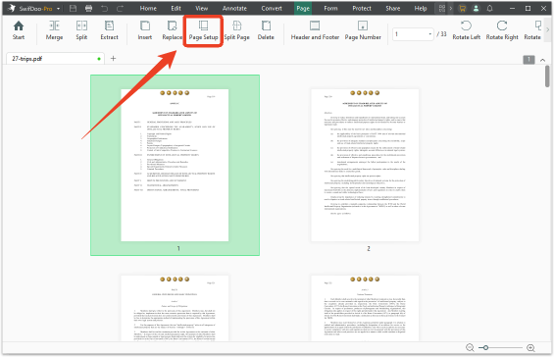 swifdoo pdf page setup