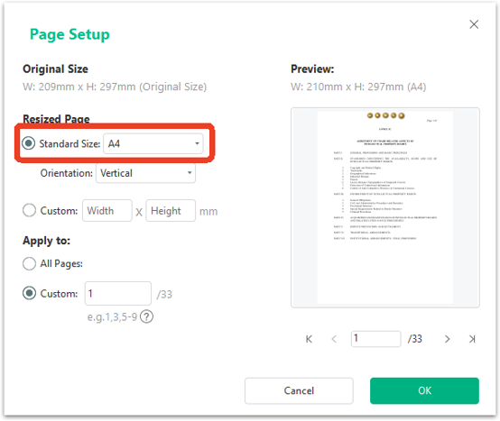 swifdoo pdf page setup configuration