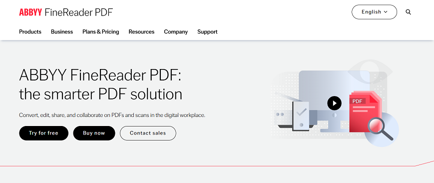 Official website page of ABBYY FineReader PDF