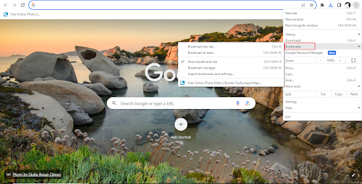 Access Bookmark Manager on Chrome