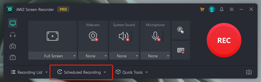 Access Scheduled Record in AWZ Screen Recorder