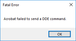 Acrobat failed to send a DDE command