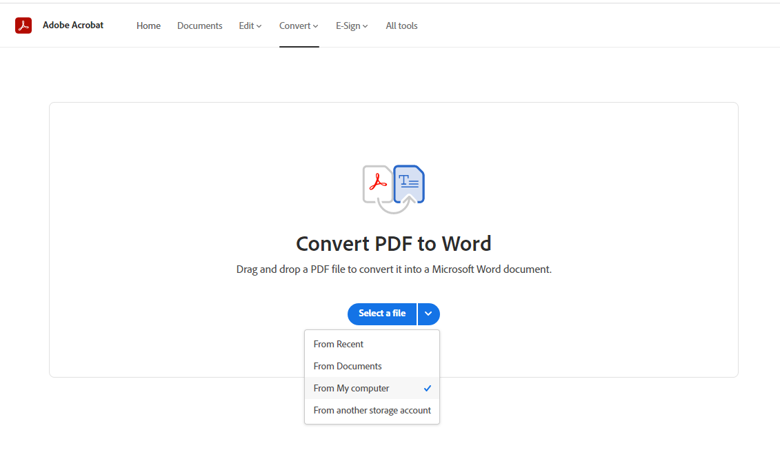 Acrobat Online PDF to Word Converter