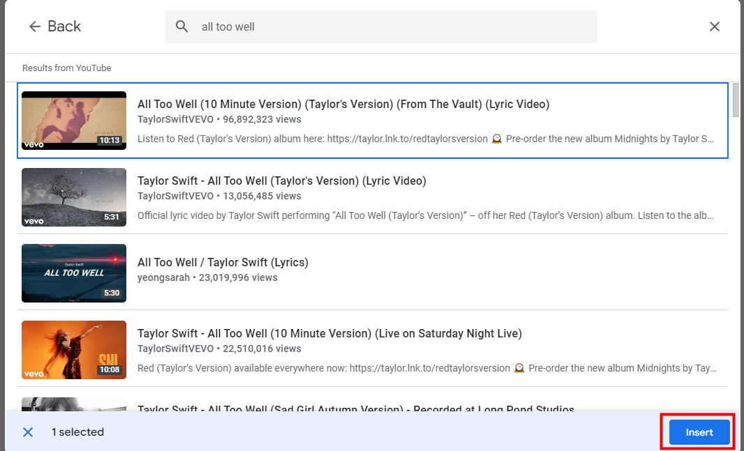Add a video to Google Slides from YouTube 3