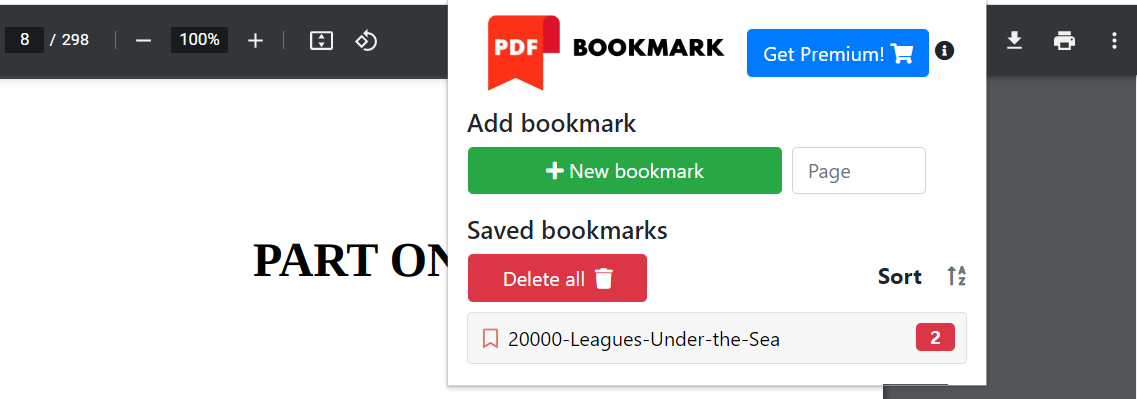 Add bookmarks to PDF with Google Chrome browser extension