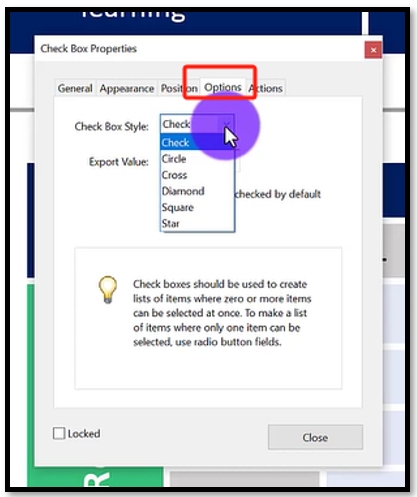 Add checkboxes in Adobe Acrobat