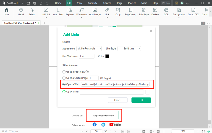 How to Add Email Link to PDF Using SwifDoo PDF 2