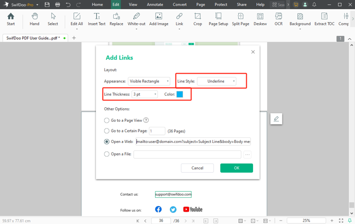 How to Add Email Link to PDF Using SwifDoo PDF 3