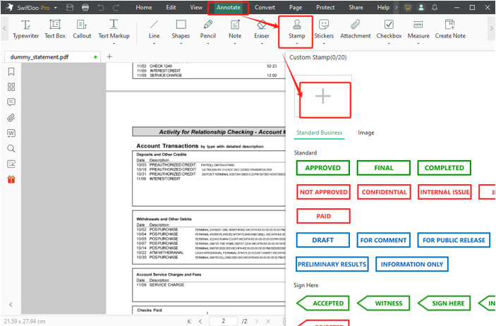 How to Add an Exhibit Sticker to a PDF in SwifDoo PDF 2
