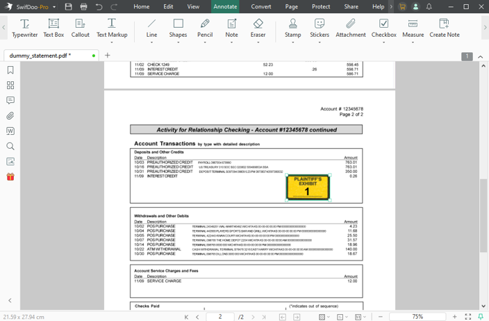 How to Add an Exhibit Sticker to a PDF in SwifDoo PDF 3