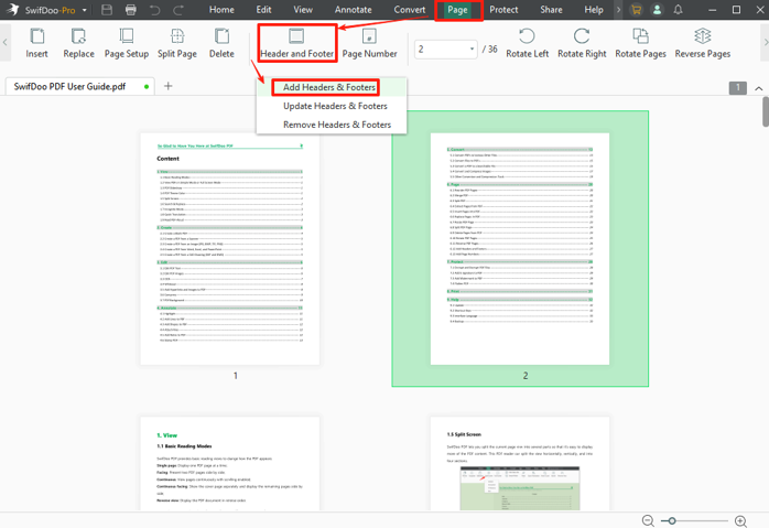Add Header and Footer in PDF on Windows 2