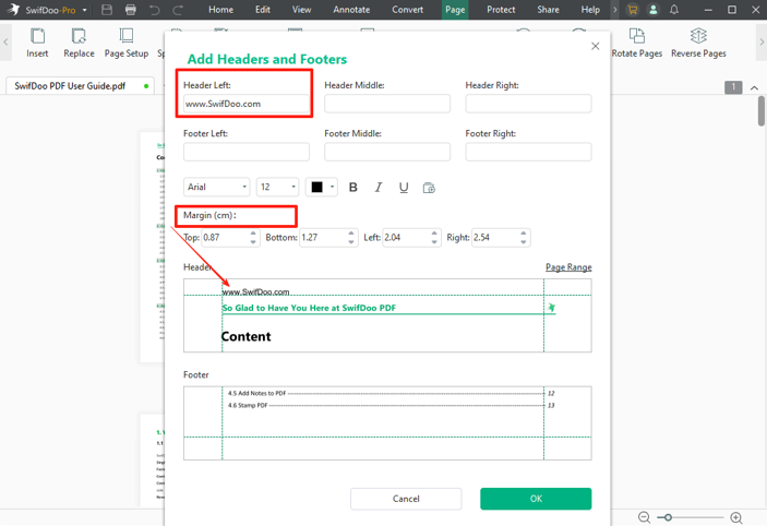Add Header and Footer in PDF on Windows 3