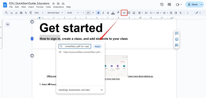 Add Hyperlink to PDF in Google Drive