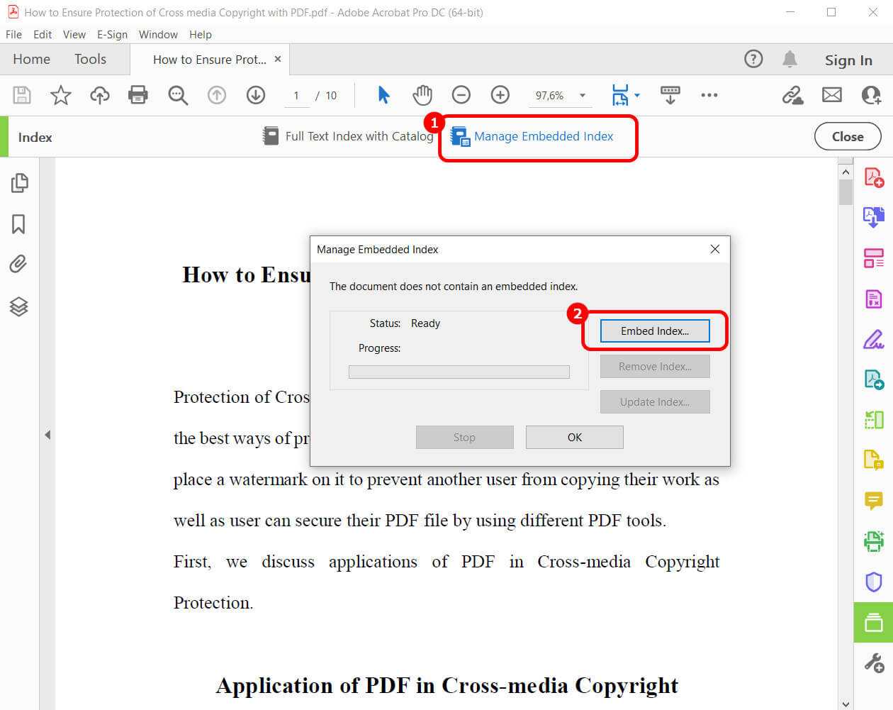 Manage Embedded Index