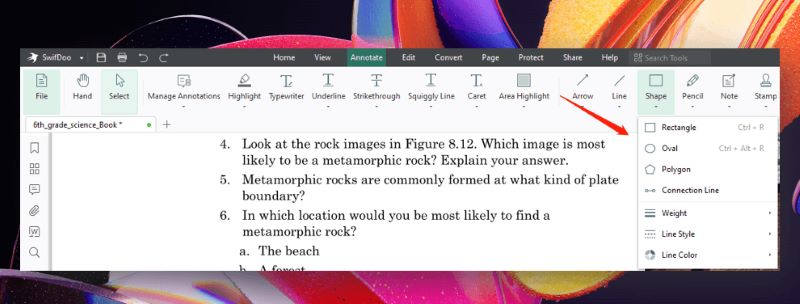 SwifDoo PDF Add Shape