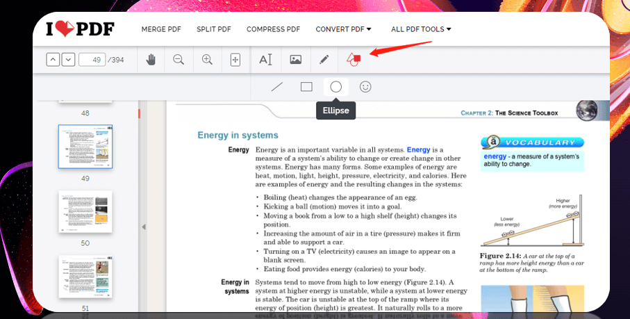 Add shapes to PDFs in iLovePDF