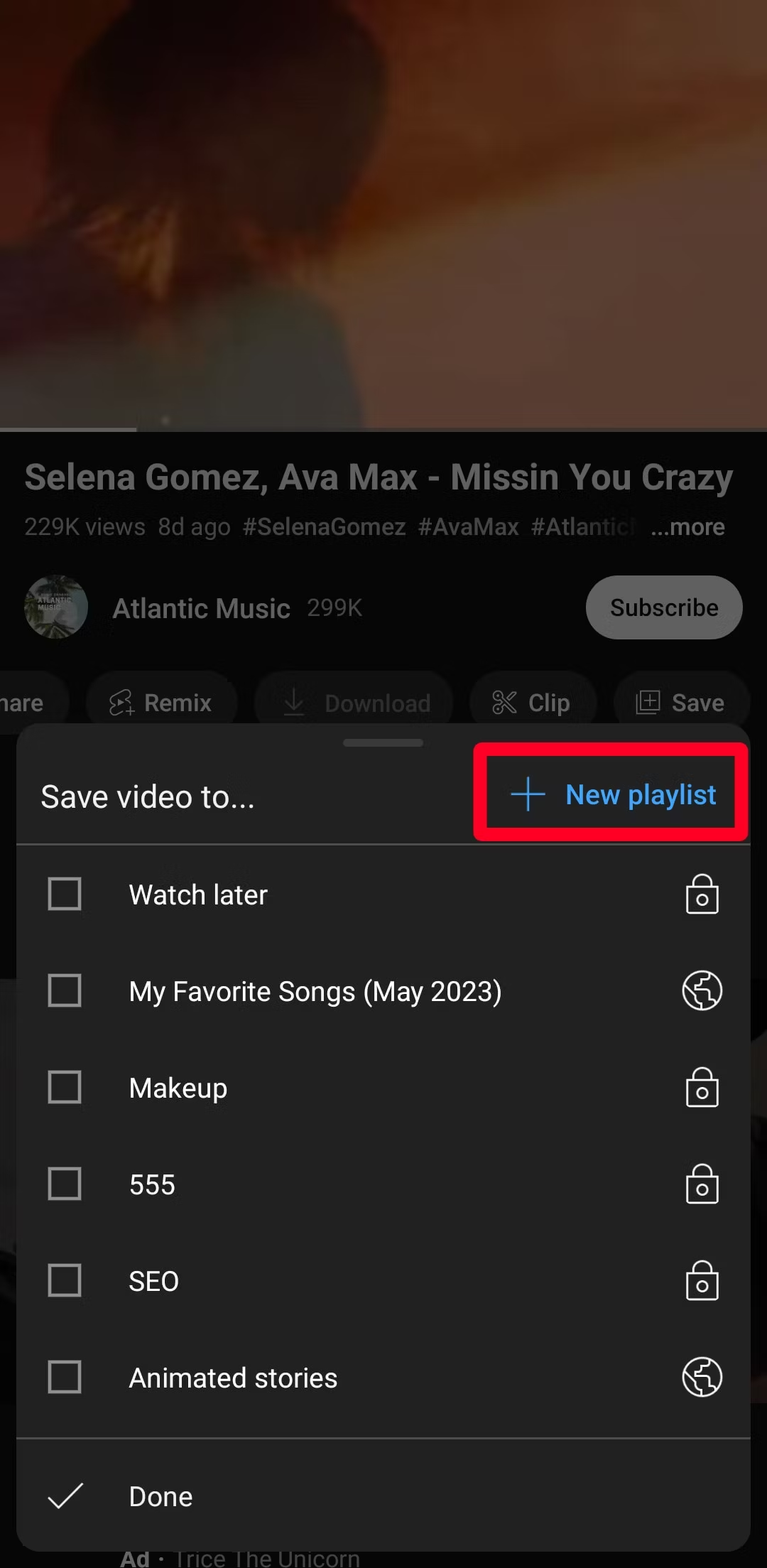 Add Videos to YouTube Playlist Mobile