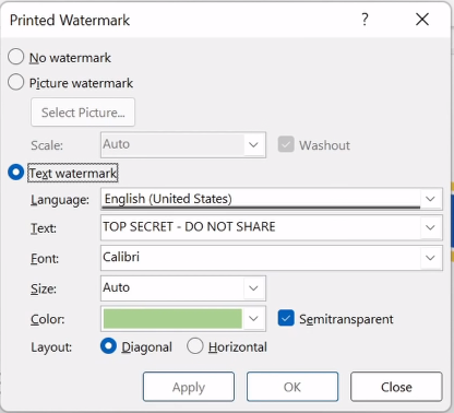 Add watermark in Word directly 3