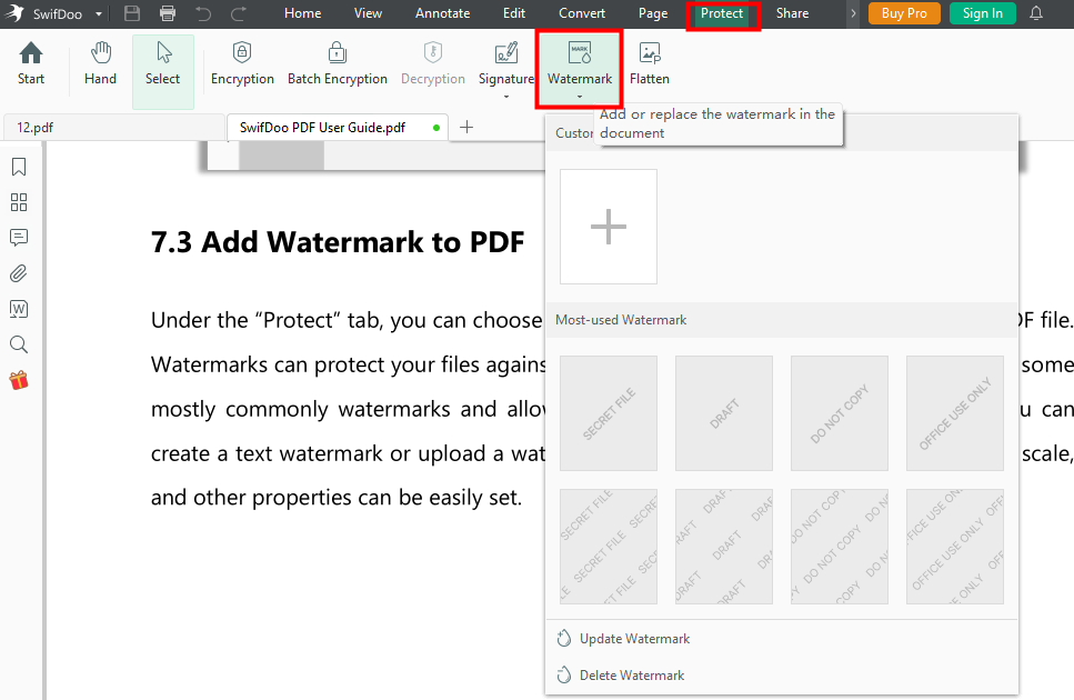 Add watermark in Word with SwifDoo PDF 2