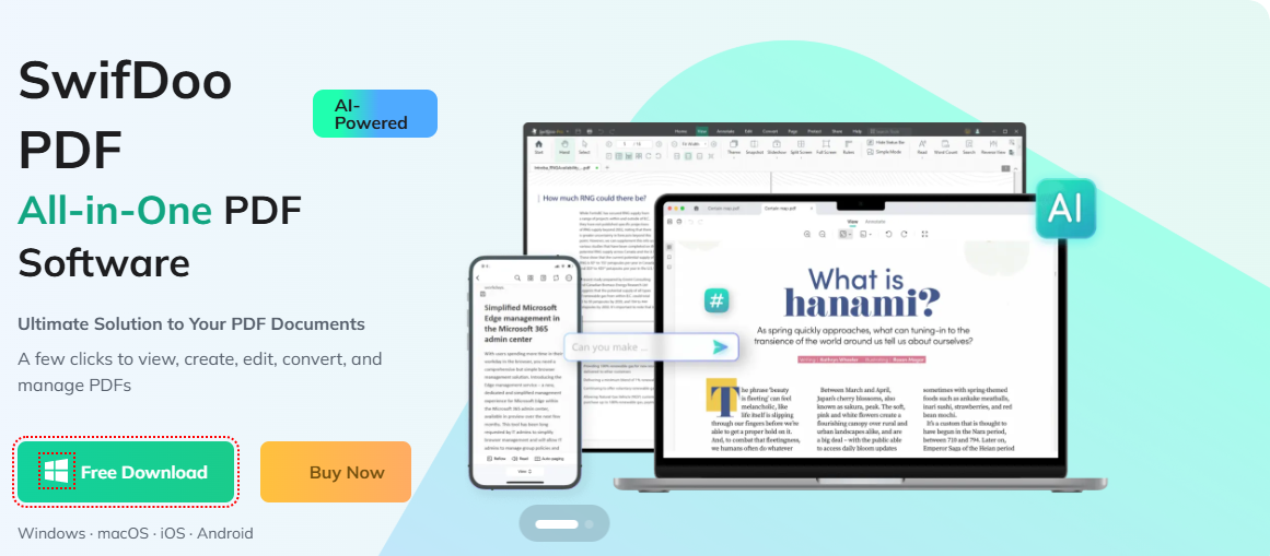 The webpage interface of SwifDoo PDF