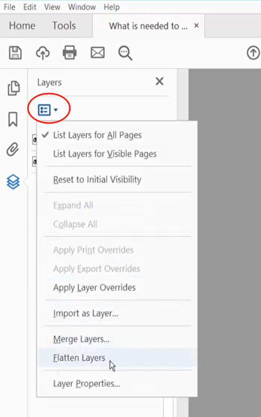 Adobe Acrobat Flatten PDF Layers