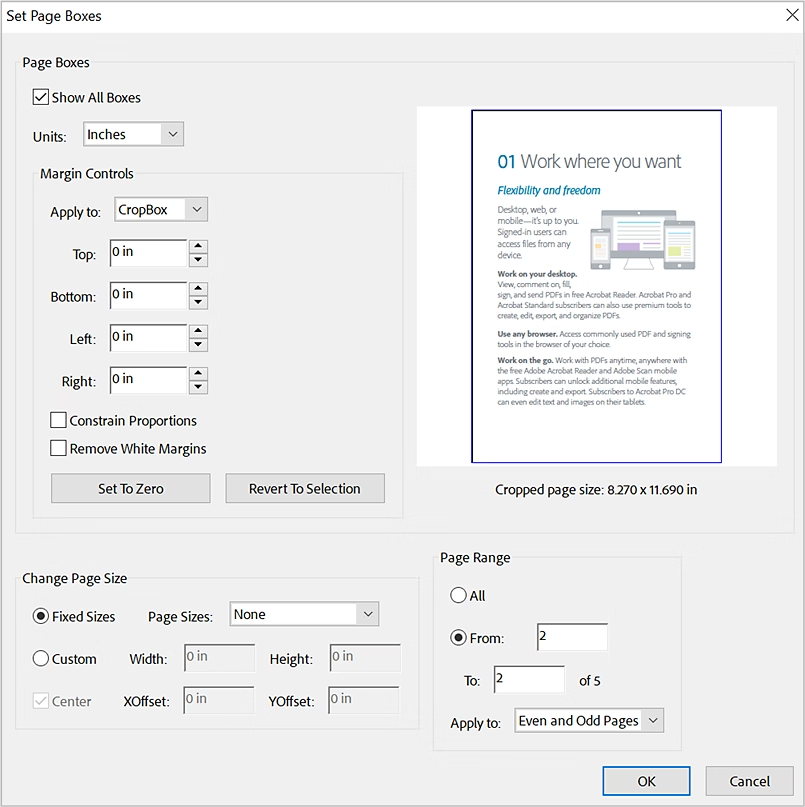 Adobe Acrobat Set Page Boxes