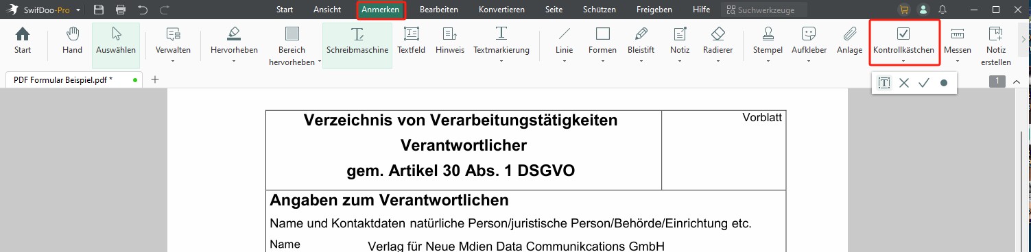 PDF Formular ausfüllen mit dem besten PDF-Editor – SwifDoo PDF