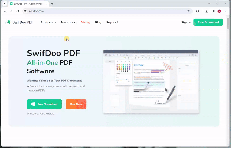 PNG in PDF konvertieren mit SwifDoo PDF Online Konverter: