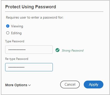 Adobe Protect PDF Feature