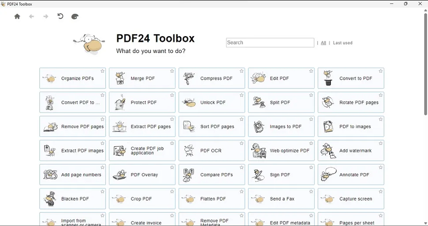 Main interface of PDF24 Creator
