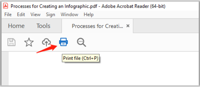 Click the Print feature in Adobe Reader 
