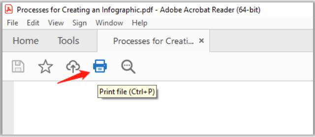 Adobe Readerの「印刷」機能をクリックします。