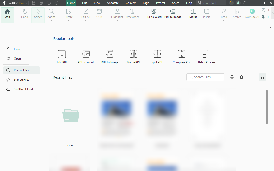 Main interface of SwifDoo PDF