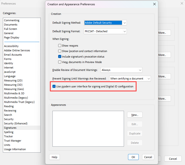 Change Adobe Signature Preferences