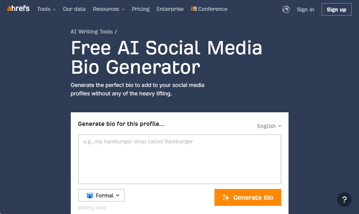 Ahrefs Bio Generator