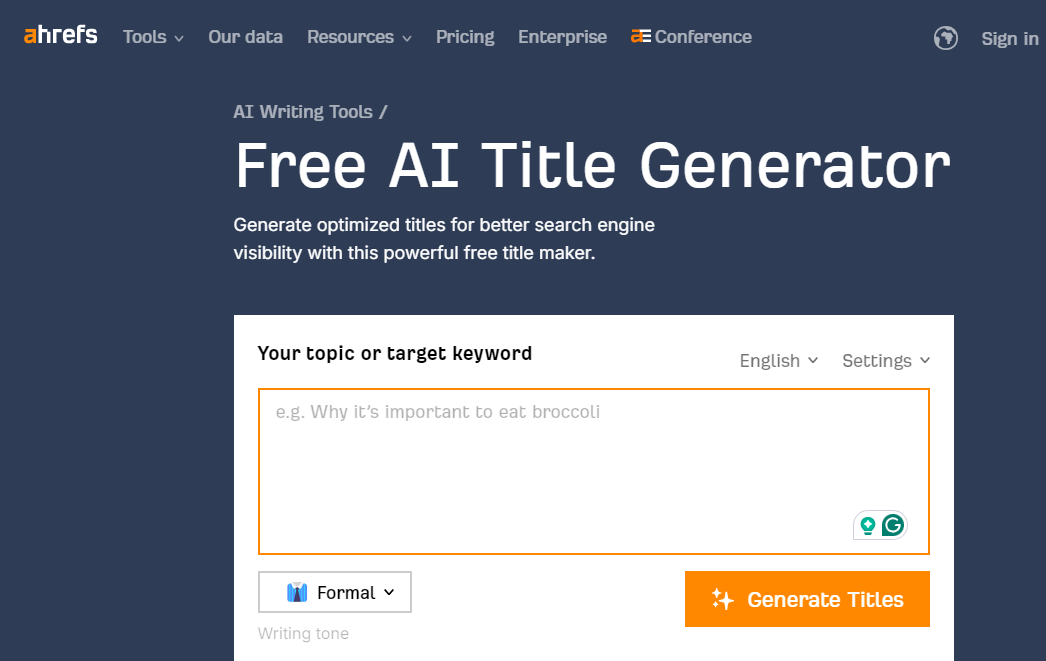 Ahrefs Free AI Title Generator