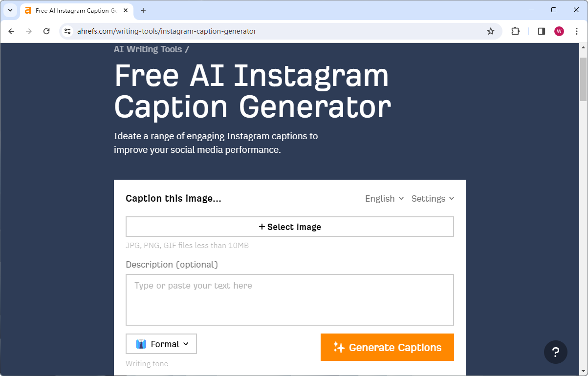 Ahrefs Instagram Caption Generator