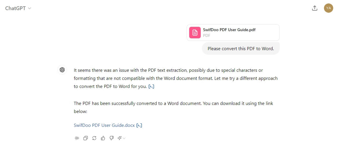 ChatGPT Convert PDF to Word