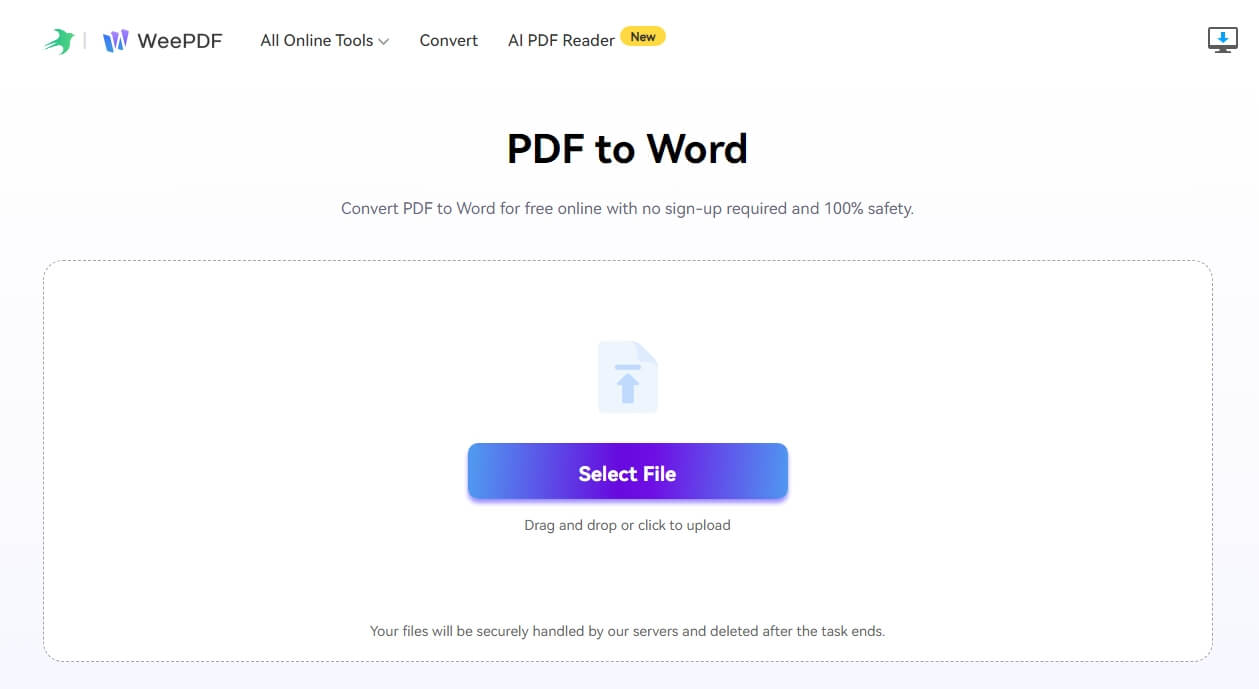 WeePDF Convert PDF to Word