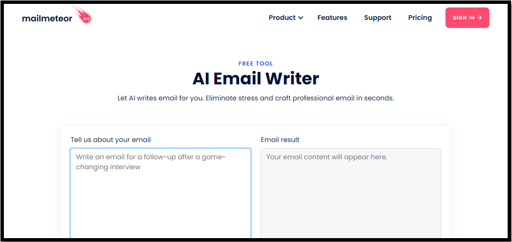 Mailmeteor AI email generator