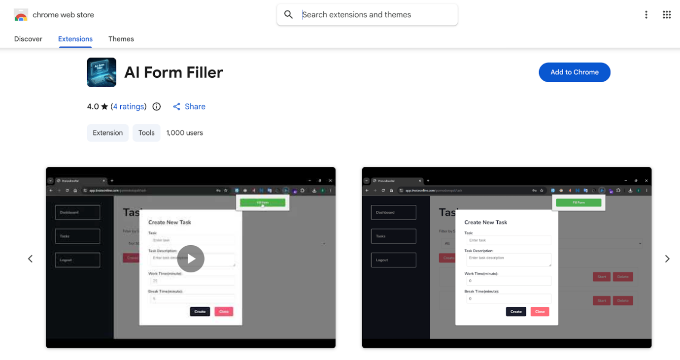 AI Form Filler in Chrome Web Store